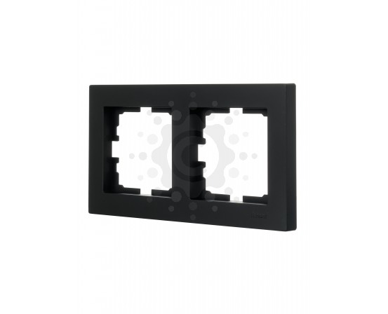 Рамка двойная горизонтальная черная Lezard серия Vesna 742-4200-147 фото 1